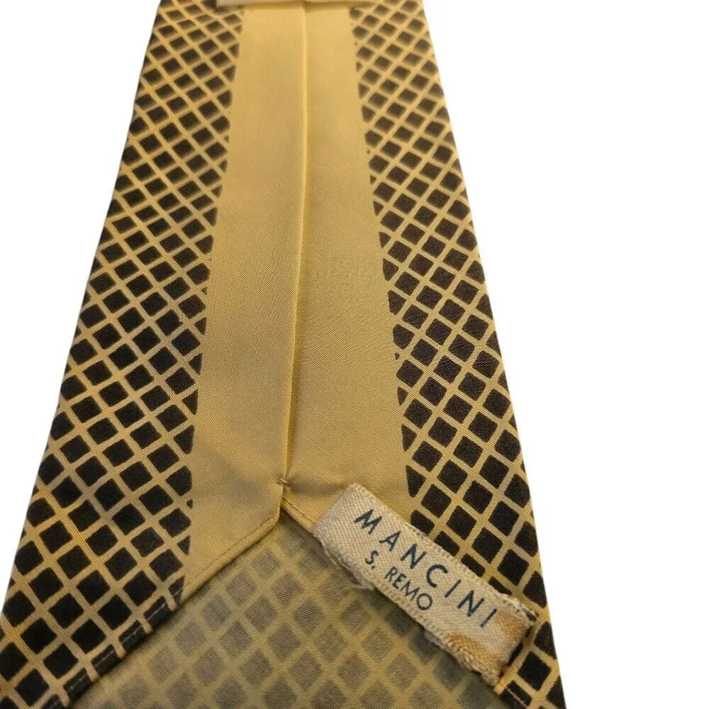 50s Carnavale de Venise Italy Silk Tie Black Diamond Pattern on Vanilla 2.25x51